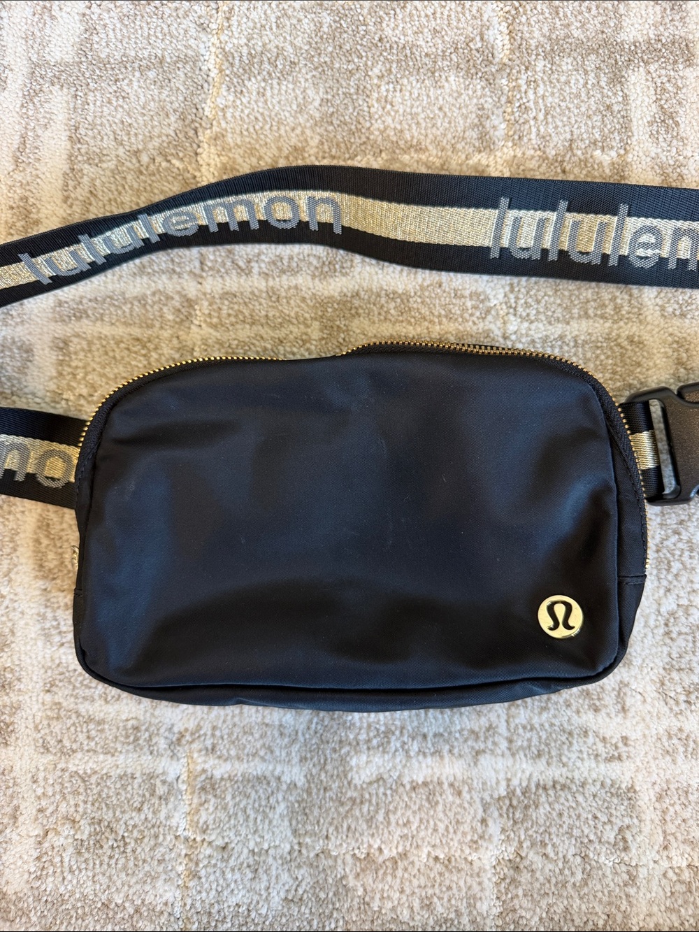 lululemon Black Belt Bag with Branded Strap